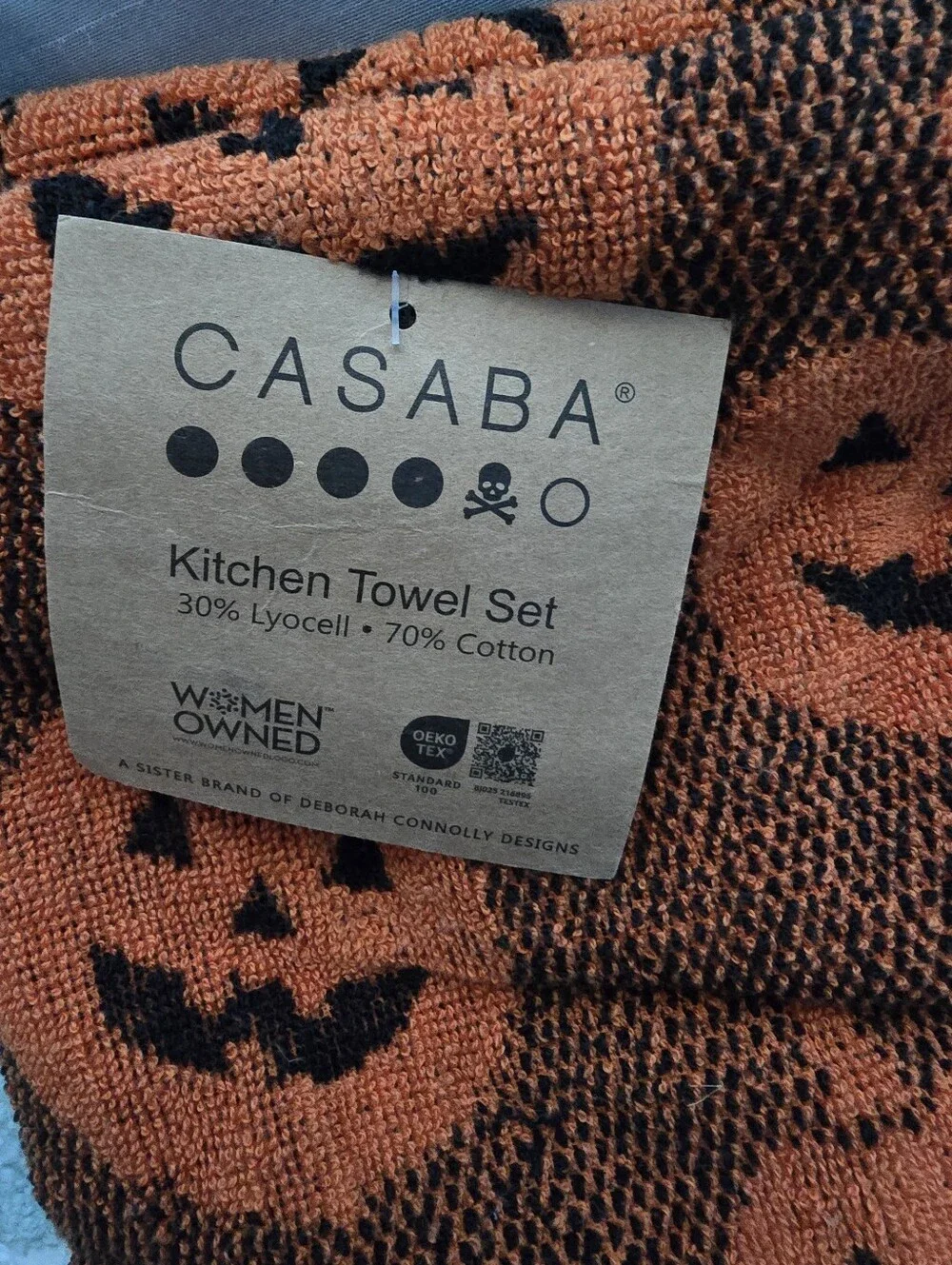 Casaba Halloween Pumpkin Kitchen Towels - Orange 2 Pc